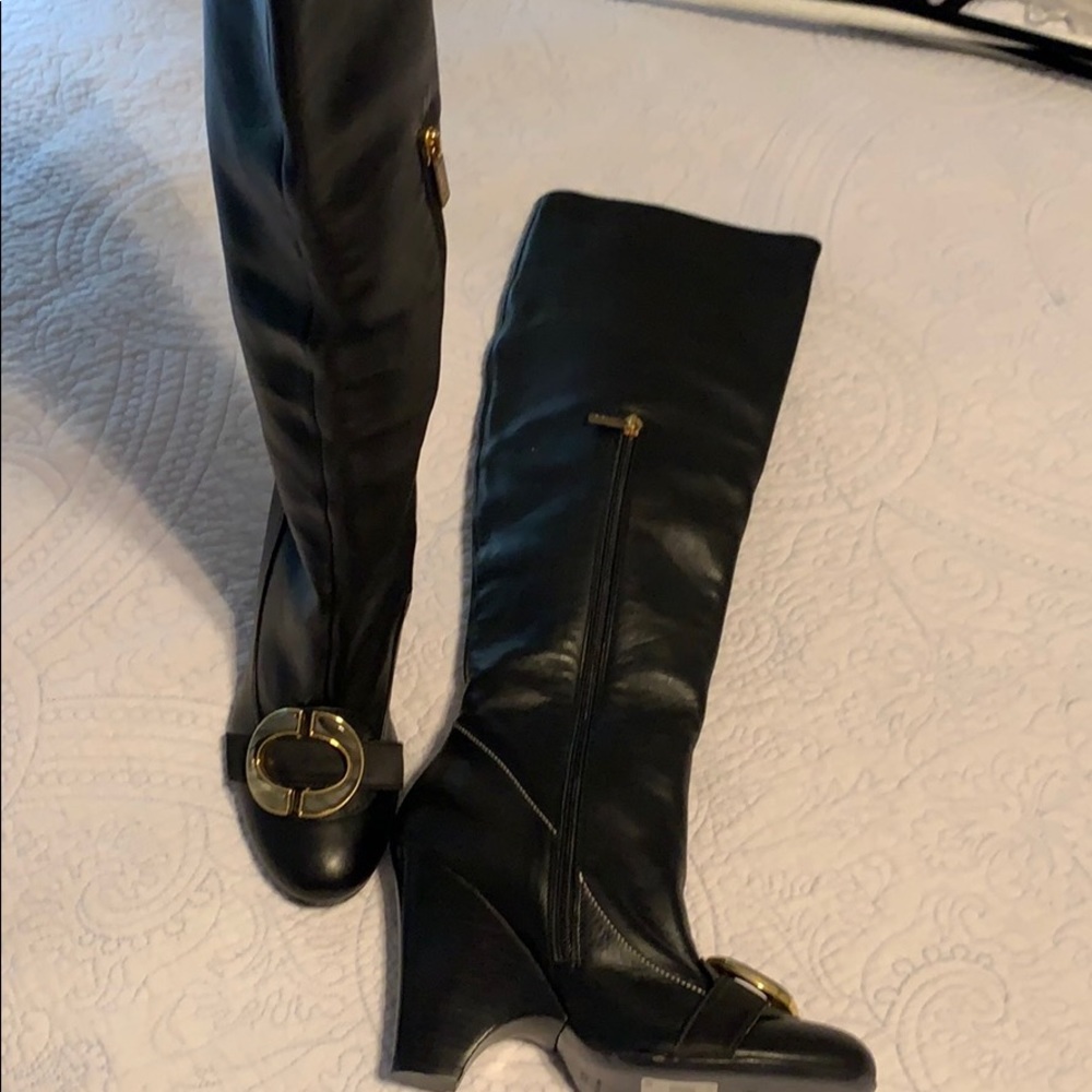 Just Cavalli black leather boots. New with tags
